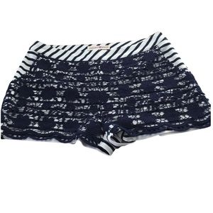 Altar’d State Shorts Crochet Overlay Lace Stripes Satiny Coastal Grandma